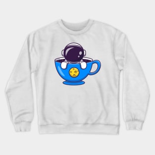 Cute Astronaut In Cup Cartoon Crewneck Sweatshirt